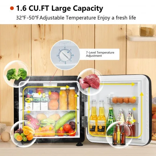 1.6 Cubic Feet Compact Refrigerator with Reversible Door-Black