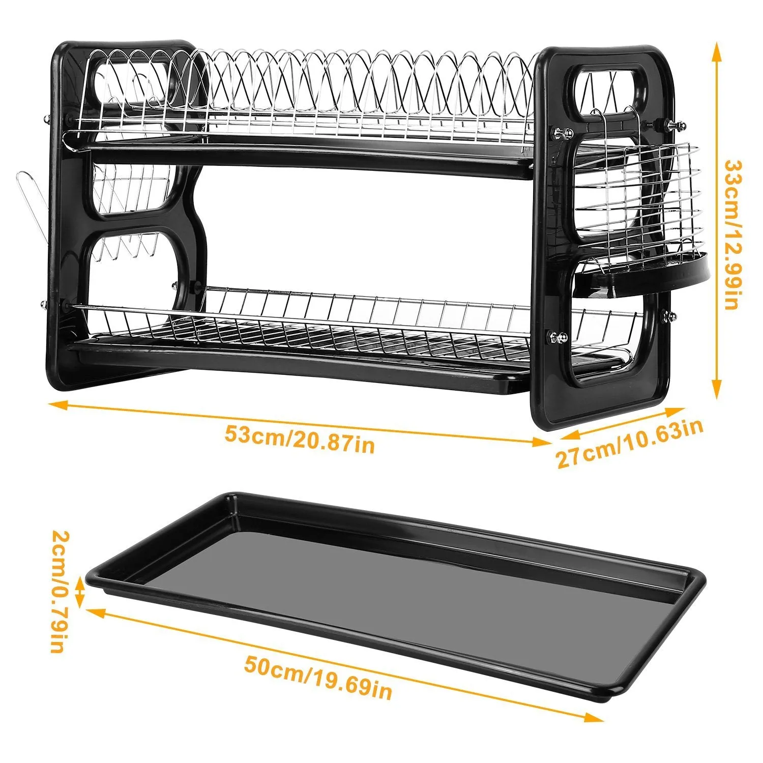 2-Tier Dish Drying Rack Drainboard Set