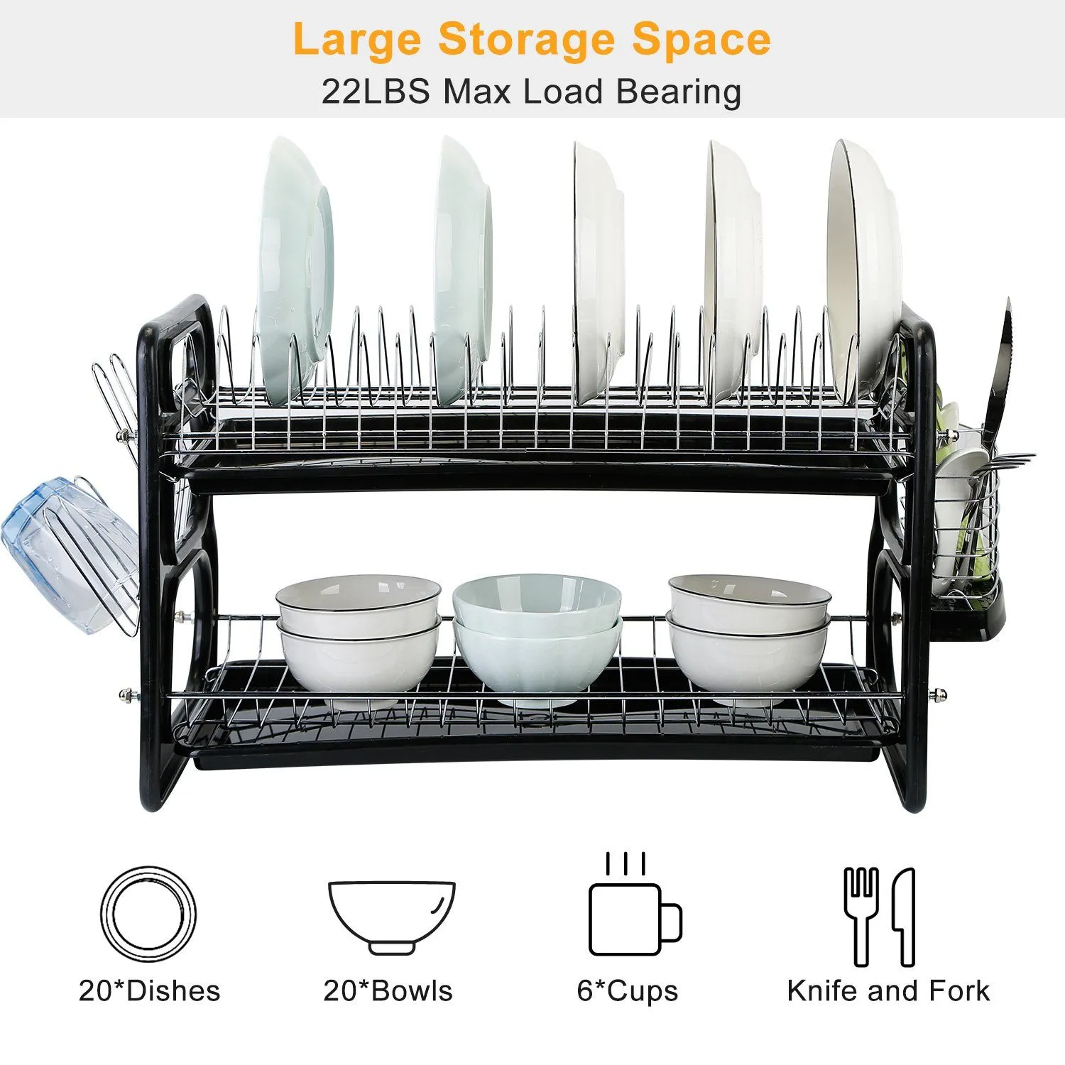 2-Tier Dish Drying Rack Drainboard Set
