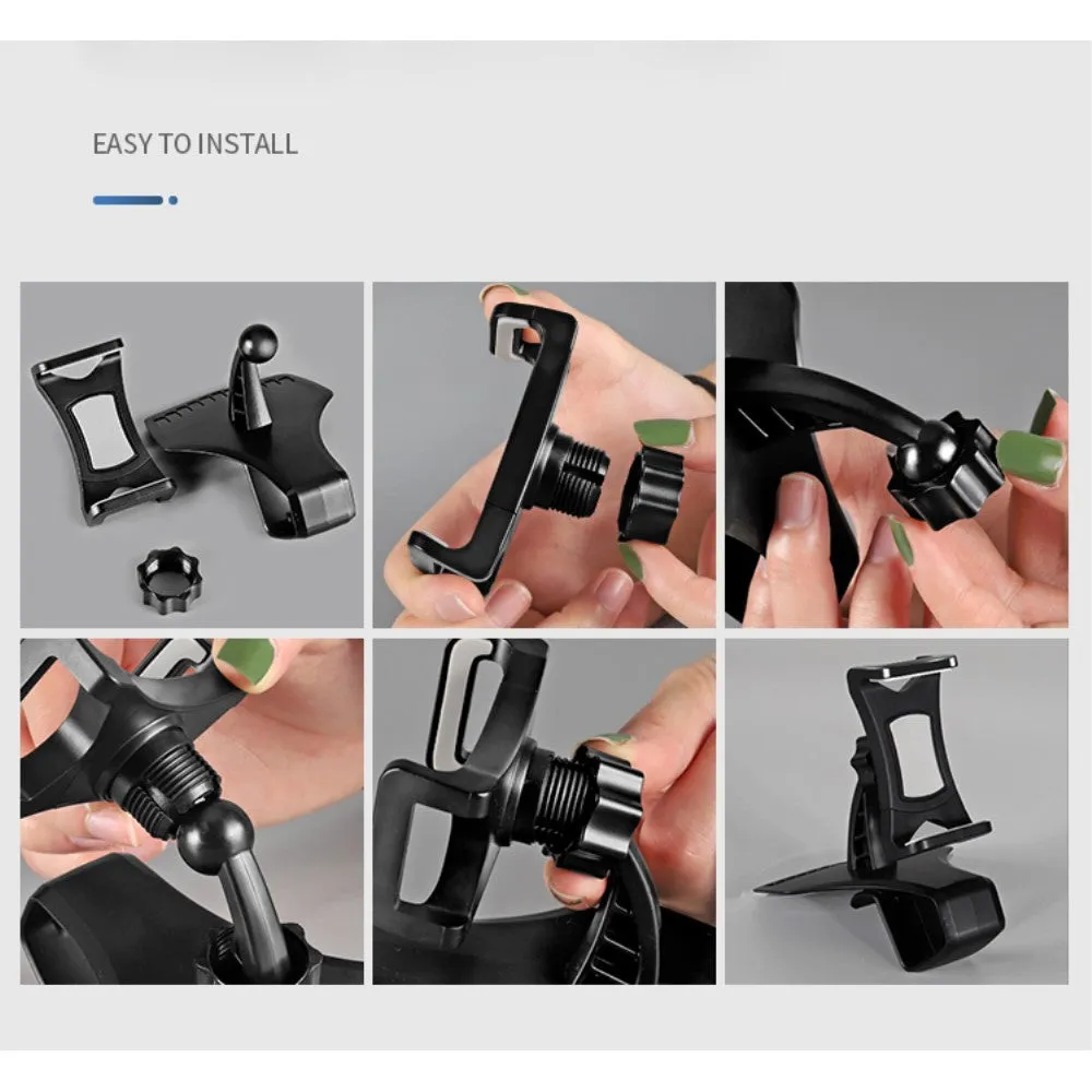3 in 1 Car GPS Smartphone Holder: Dashboard / Visor Clamp   AC Grid Clip for Huawei P smart Pro (2019) - Black