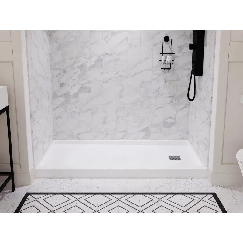 ANZZI Alexander 60 in. x 30 in. Shower Base in White