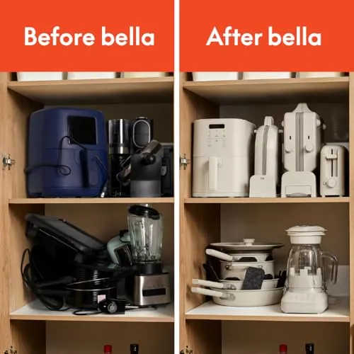 bella Flip-n-Store Belgian Waffle Maker, EverGood™ Ceramic Nonstick Coating, Fits-anywhere™ Kitchenware, Power Indicator Light & Touch Handle, 7” Wide & 1" Deep Plates, 1000 Watt, Oatmilk