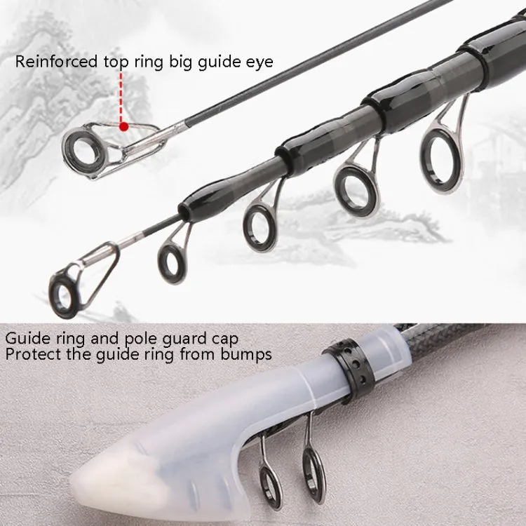 Carbon Telescopic Luya Rod Short Section Fishing Throwing Rod, Length: 2.4m(Curved Handle)