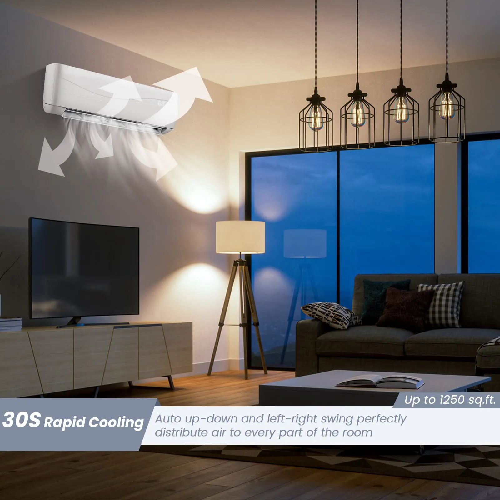 COSTWAY 18000BTU Mini Split Air Conditioner& Heater,19 SEER2 208-230V Wall-Mounted Ductless AC Unit Cools Rooms up to 1250 Sq. Ft, Energy Efficient Inverter AC w/Heat Pump & Installation Kit