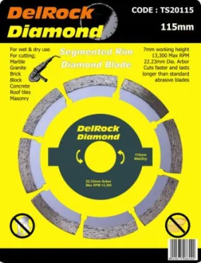DIAMOND BLADE 115MM SEGMENTED DELROCK
