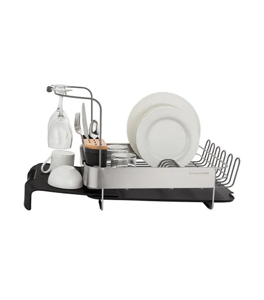 Expandable Dish-Drying Rack with Glassware Attachment