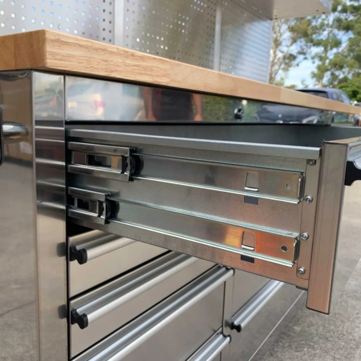 GTX 1.8M Stainless Steel Workbench, 9 Drawers & Cabinet Combo