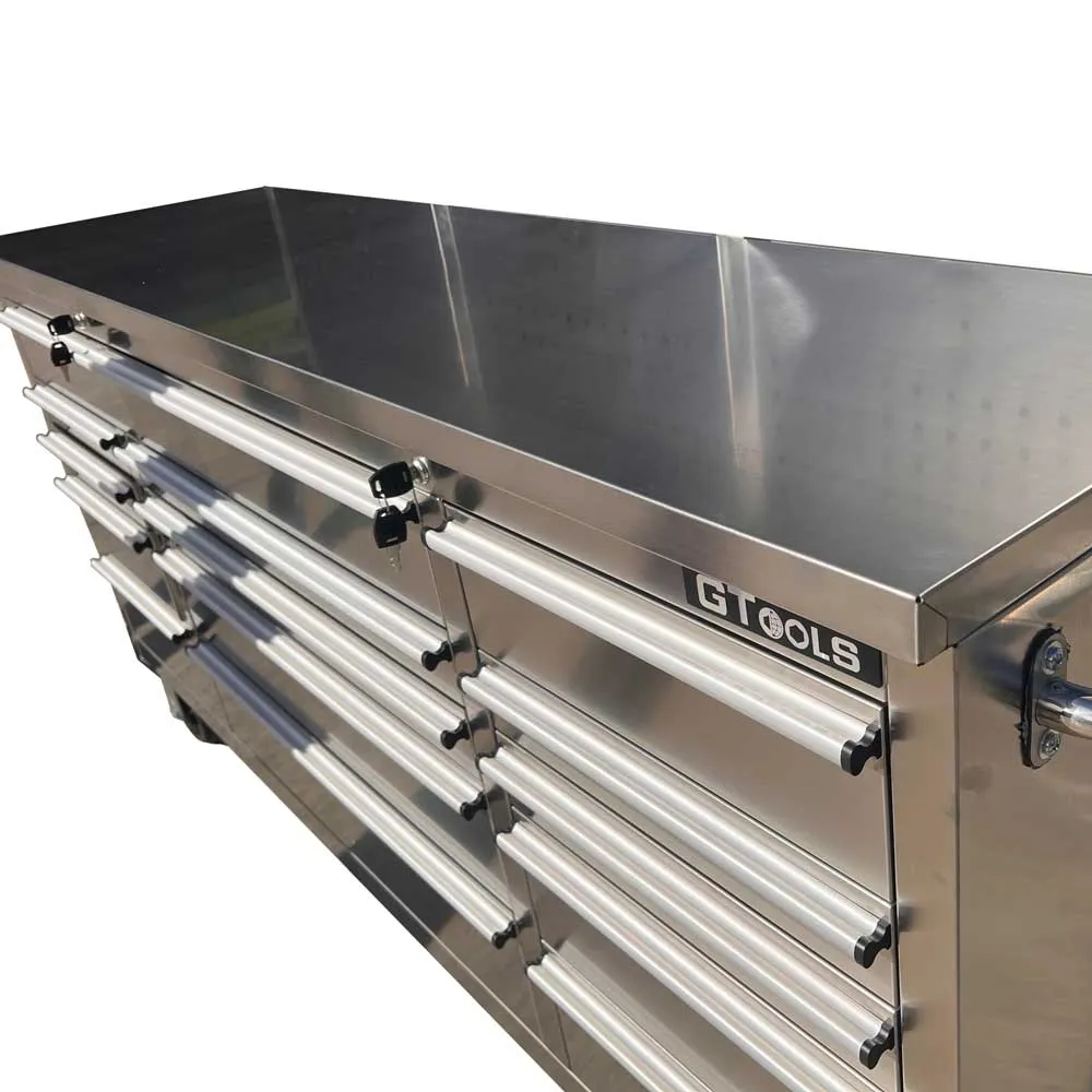 GTX 1.8M Heavy-Duty Stainless Steel Workbench with Mega Drawer Rolling Tool Chest - Versatile Benchtop for Ultimate Workspace Organization