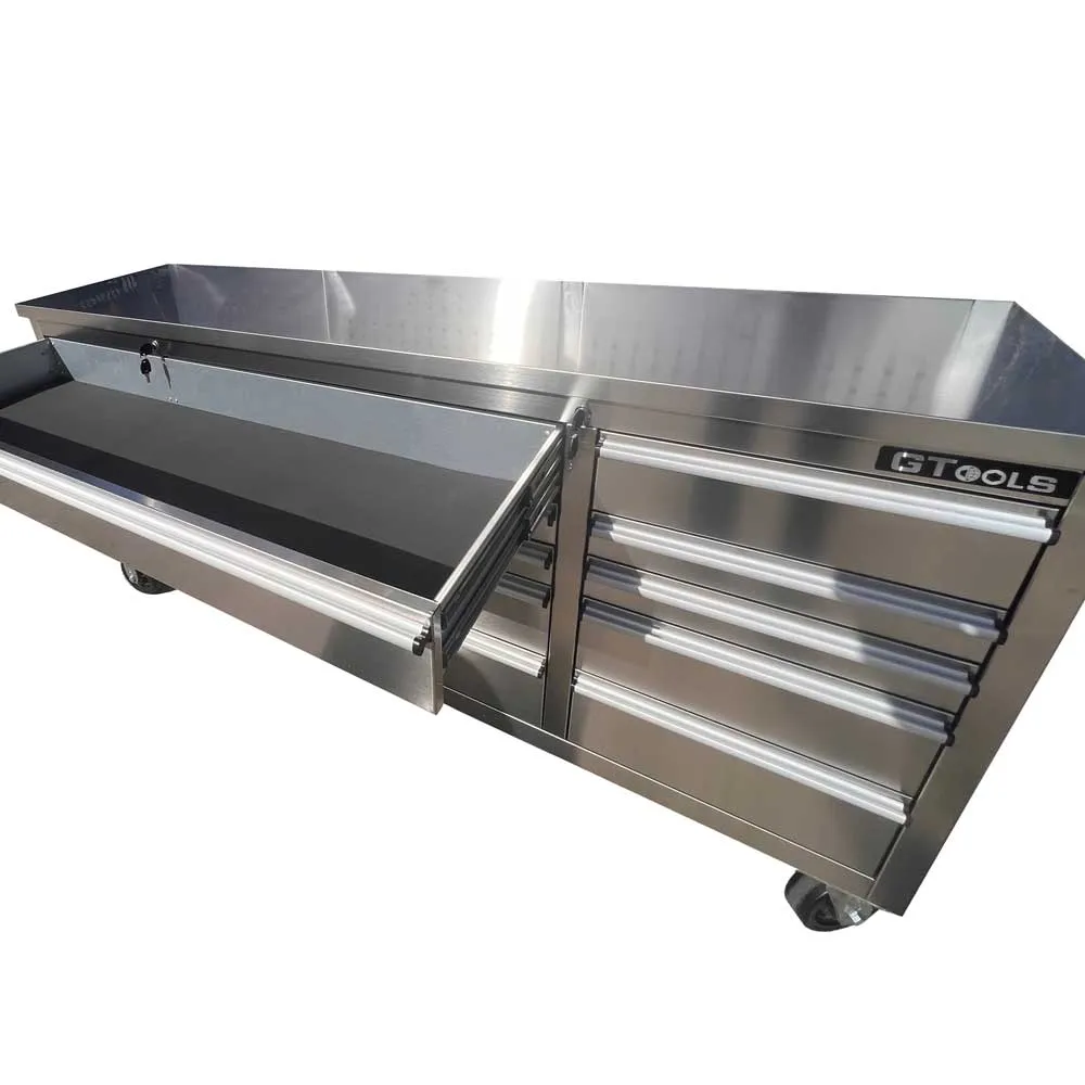 GTX 1.8M Heavy-Duty Stainless Steel Workbench with Mega Drawer Rolling Tool Chest - Versatile Benchtop for Ultimate Workspace Organization