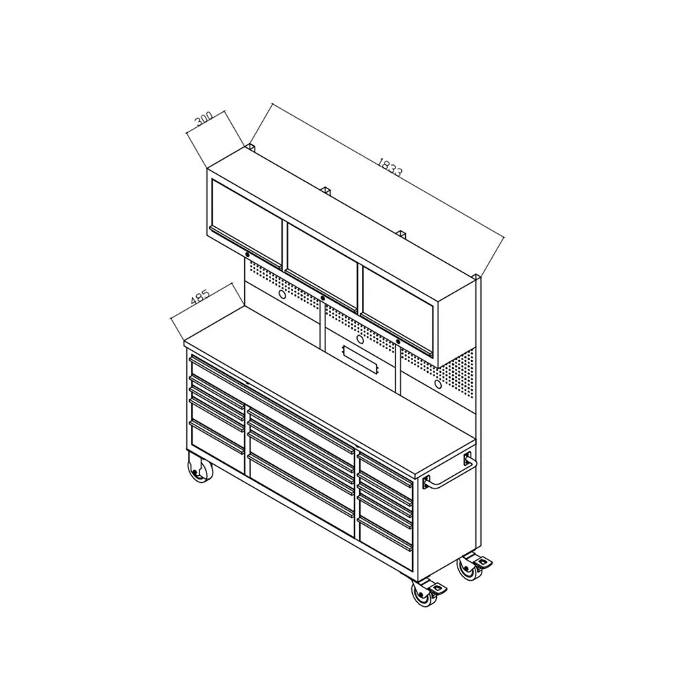 GTX 1.8Mx2M Black PC Workbench Combo with Mega Drawer