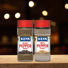 Keya Black Pepper Powder 54g, Keya White Pepper Powder 60g | Pack 2