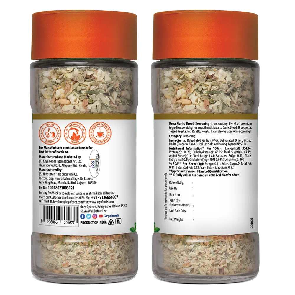 Keya Herb and Seasonings Combo Oregano 15g, Garlic Bread Seasoning 50g, Red Chilli Flakes 40g | Pack of 3