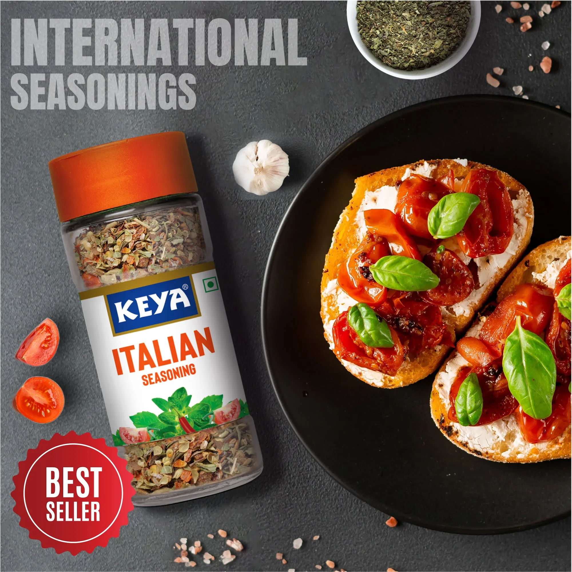 Keya Italian Seasoning, All Natural & Healthy Italian Spice Blend for Pizza, Pasta| Glass Bottle | Premium Herbs and Spices 35gm