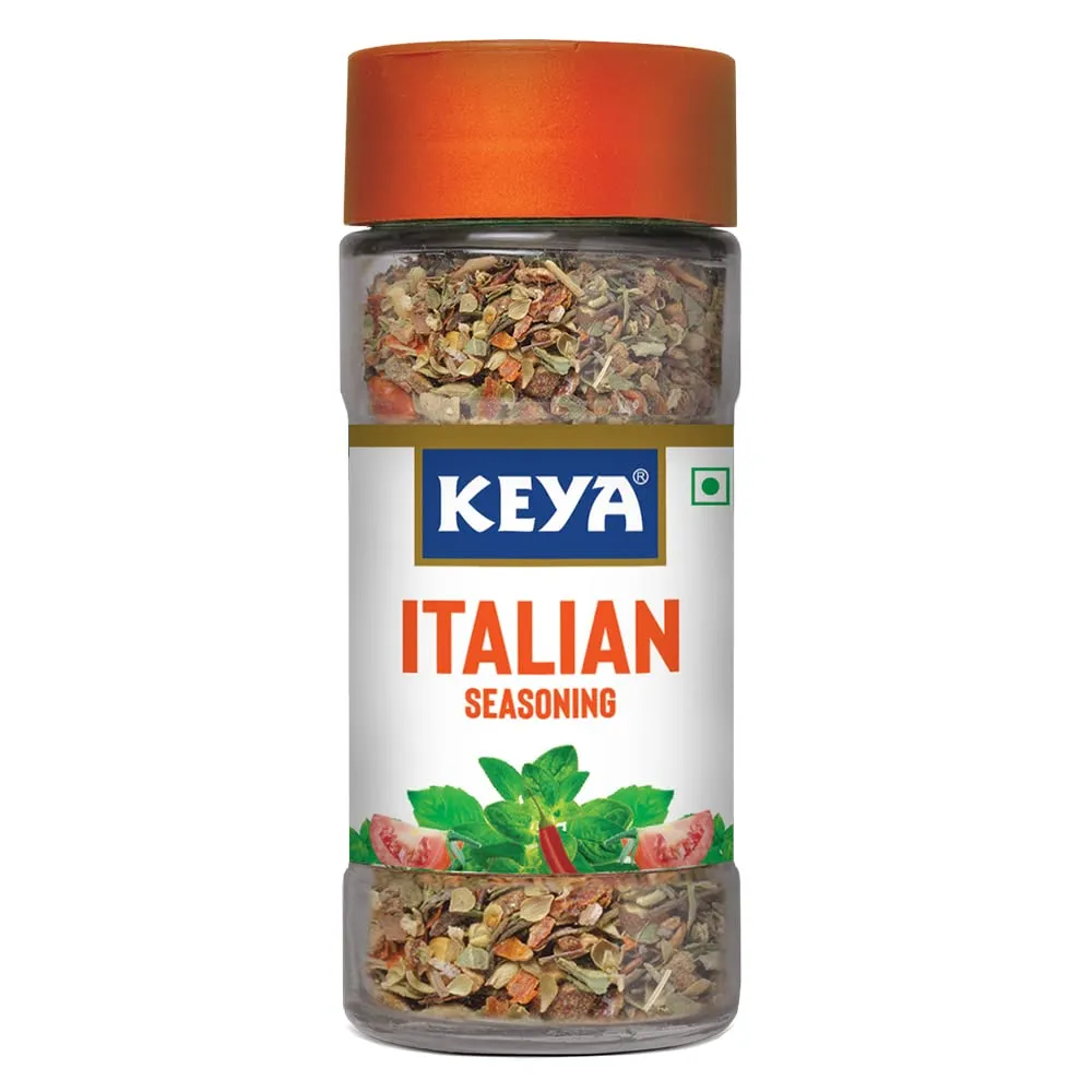 Keya Italian Seasoning, All Natural & Healthy Italian Spice Blend for Pizza, Pasta| Glass Bottle | Premium Herbs and Spices 35gm