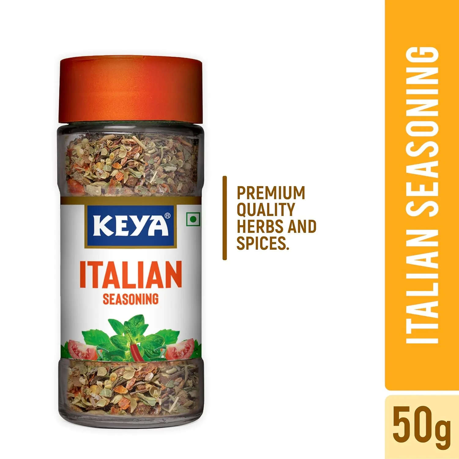 Keya Italian Seasoning, All Natural & Healthy Italian Spice Blend for Pizza, Pasta| Glass Bottle | Premium Herbs and Spices 35gm