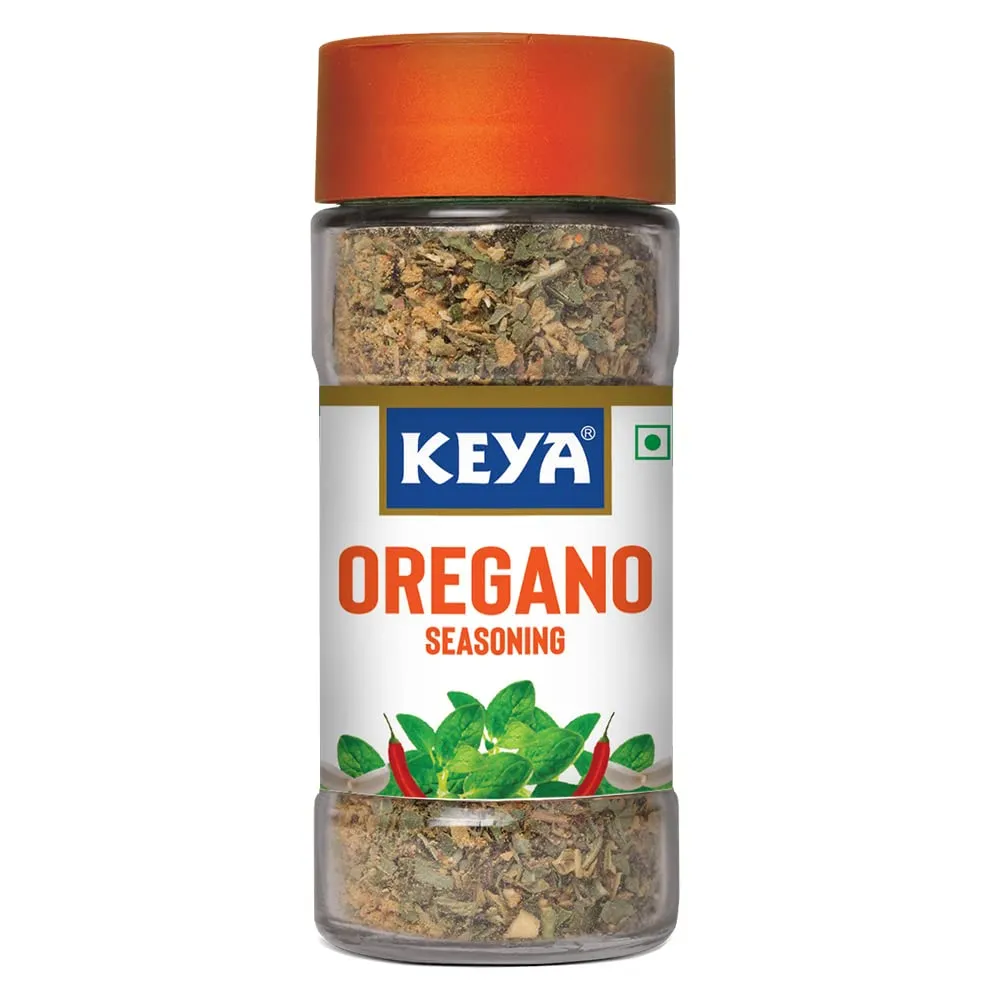 Keya Oregano Seasoning | All Natural & Healthy Spice Blend for Pizza, Pasta & More | Glass Bottle | Premium Herbs and Spices | Contains Freeze dried herbs| Export Quality | No Preservatives | The rich aroma that lasts | 50g