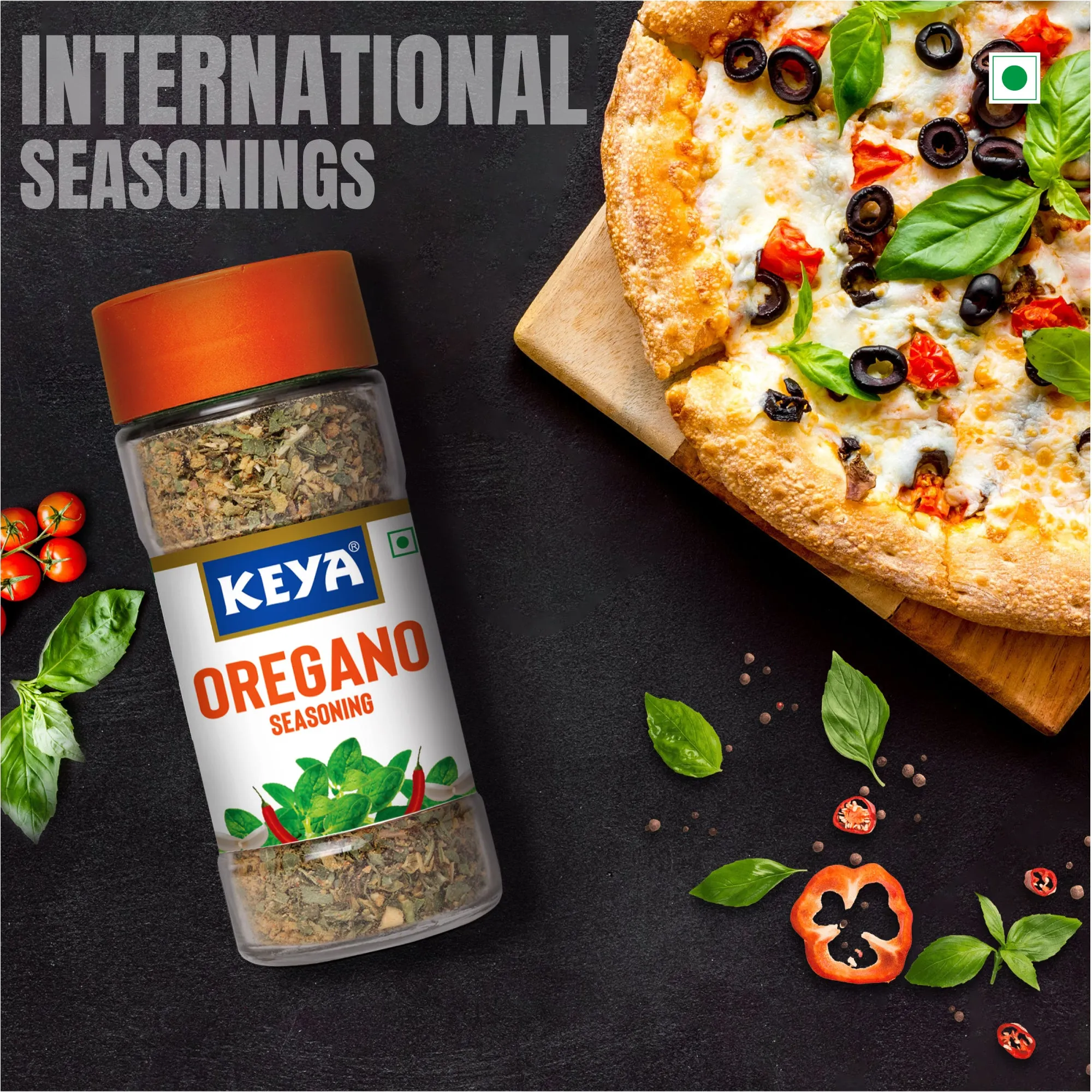 Keya Oregano Seasoning | All Natural & Healthy Spice Blend for Pizza, Pasta & More | Glass Bottle | Premium Herbs and Spices | Contains Freeze dried herbs| Export Quality | No Preservatives | The rich aroma that lasts | 50g