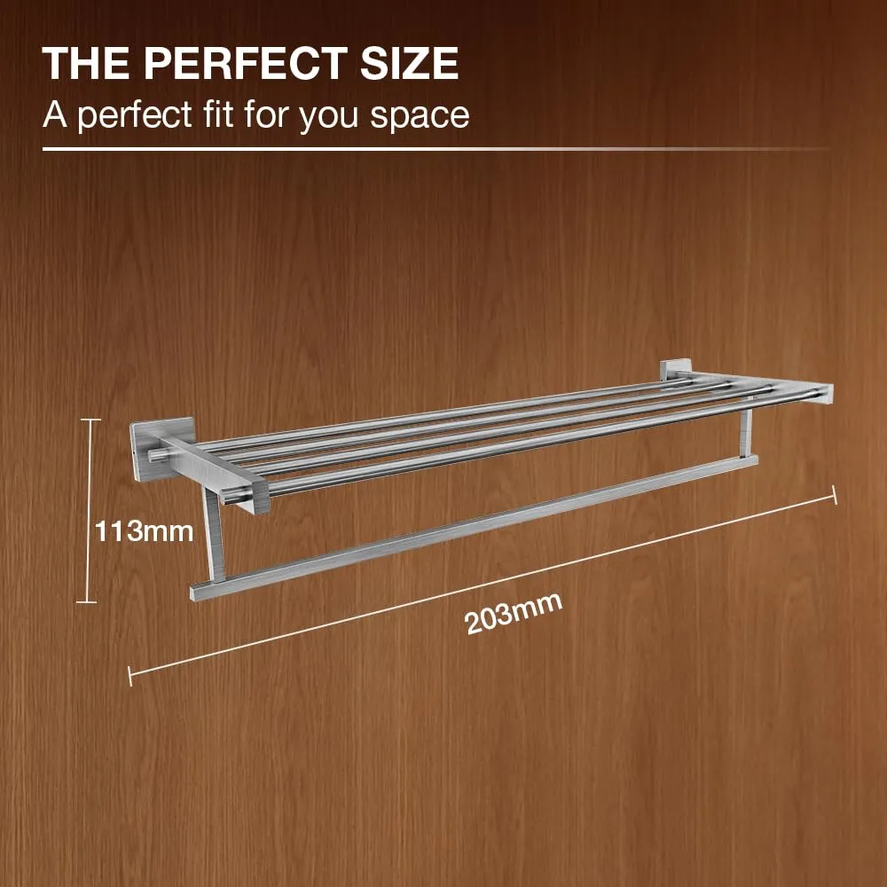 Kohler Multipurpose Towel Rack, SS304 Stainless Steel, 2 Years Warranty, Brushed Steel Finish, 65cmx20.3cmx11.3cm LBH, 23kg Load Bearing Capacity
