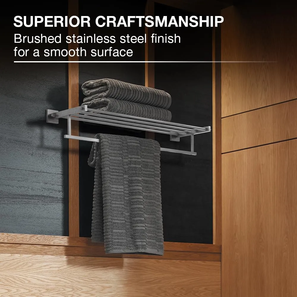 Kohler Multipurpose Towel Rack, SS304 Stainless Steel, 2 Years Warranty, Brushed Steel Finish, 65cmx20.3cmx11.3cm LBH, 23kg Load Bearing Capacity