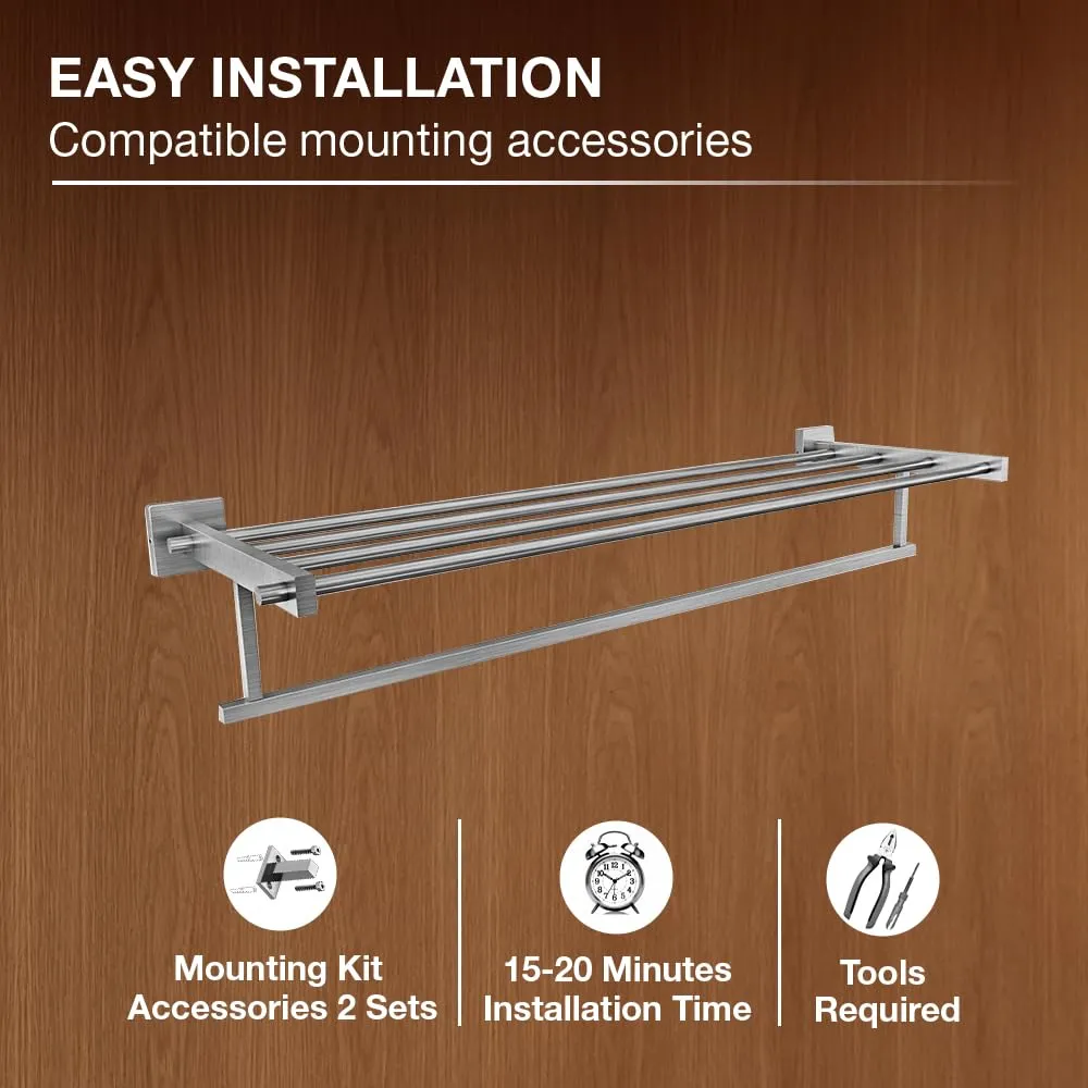 Kohler Multipurpose Towel Rack, SS304 Stainless Steel, 2 Years Warranty, Brushed Steel Finish, 65cmx20.3cmx11.3cm LBH, 23kg Load Bearing Capacity