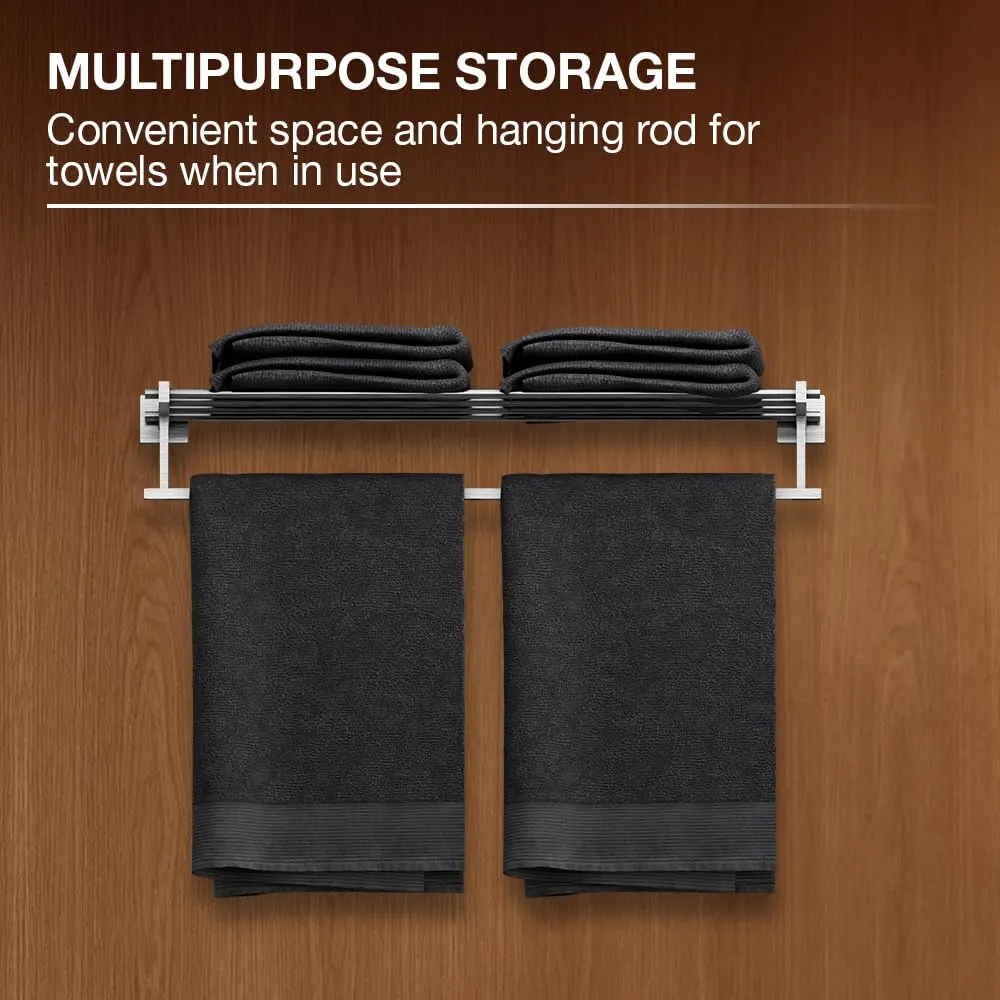 Kohler Multipurpose Towel Rack, SS304 Stainless Steel, 2 Years Warranty, Brushed Steel Finish, 65cmx20.3cmx11.3cm LBH, 23kg Load Bearing Capacity