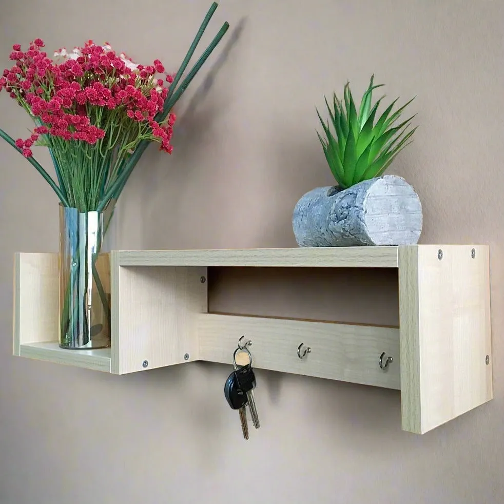 MDF Wall Mounted Key Hooks Shelf By Miza