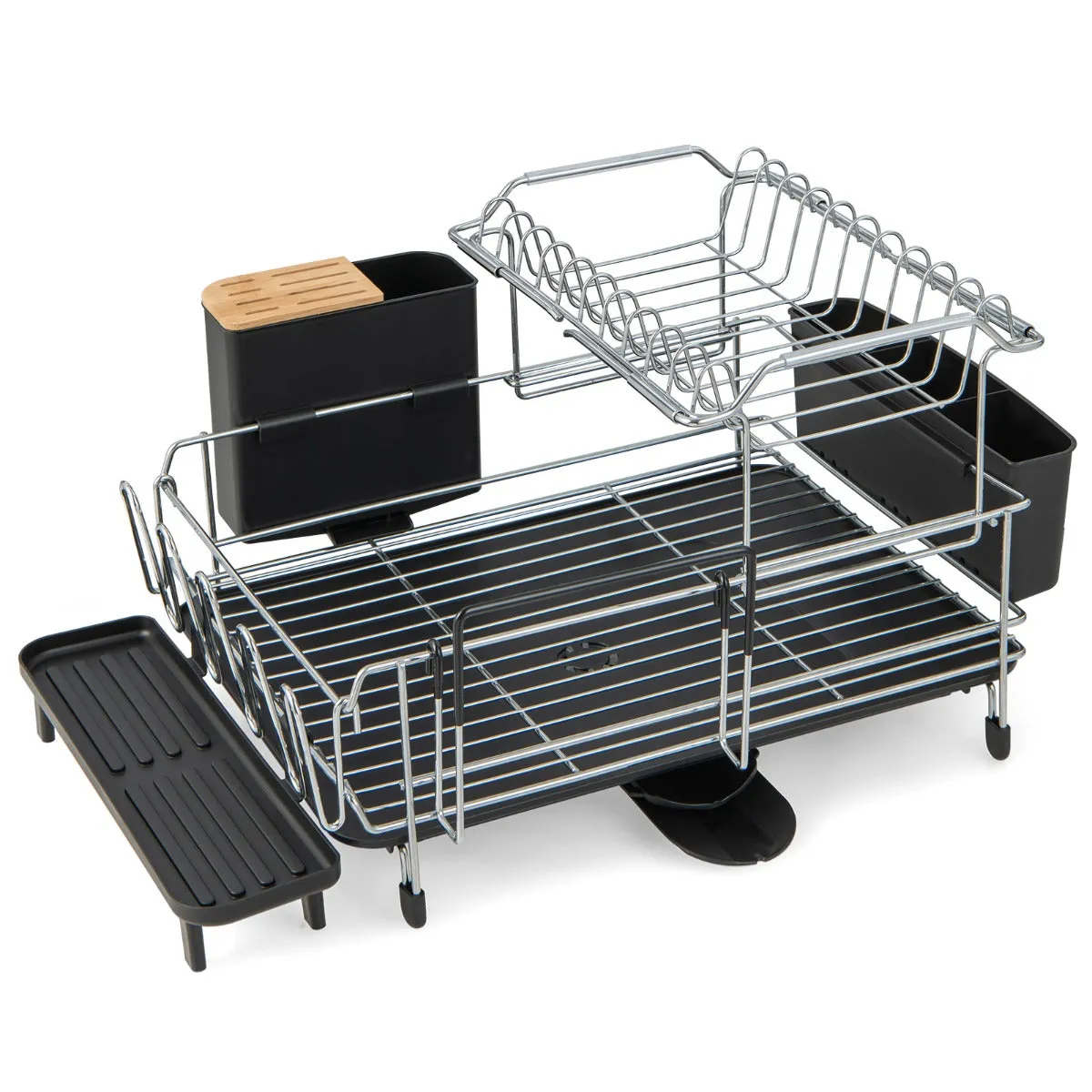 NNECW 2 Tier Rust-proof Dish Racks with 360 Swivel Self-Draining Spout for Kitchen
