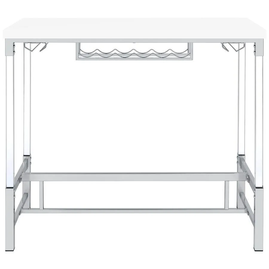 Norcrest - Acrylic Leg Bar Table - White High Gloss