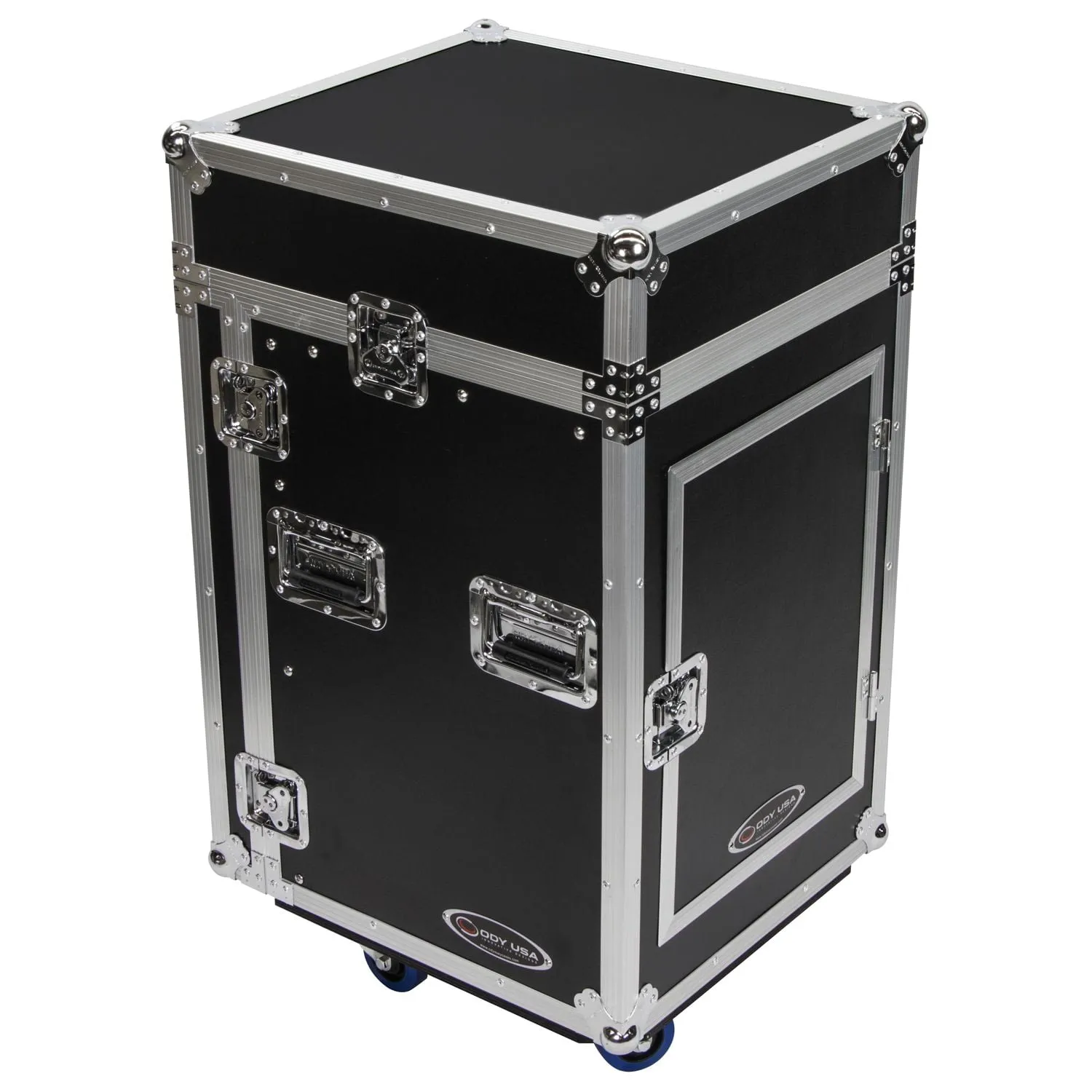 Odyssey FZ1014W - 10U Top Slanted 14U Vertical Pro Combo Rack with Wheels