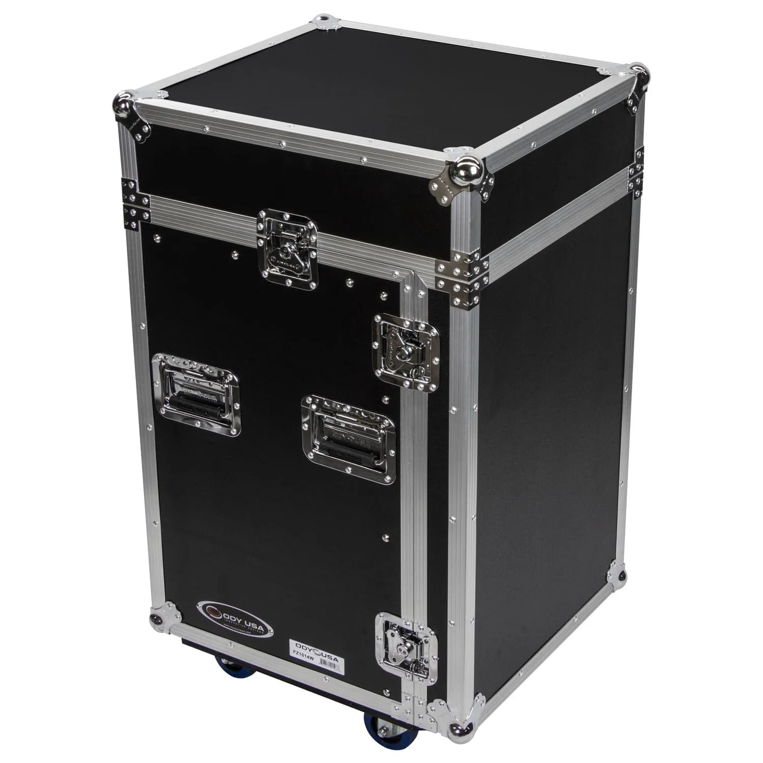Odyssey FZ1014W - 10U Top Slanted 14U Vertical Pro Combo Rack with Wheels