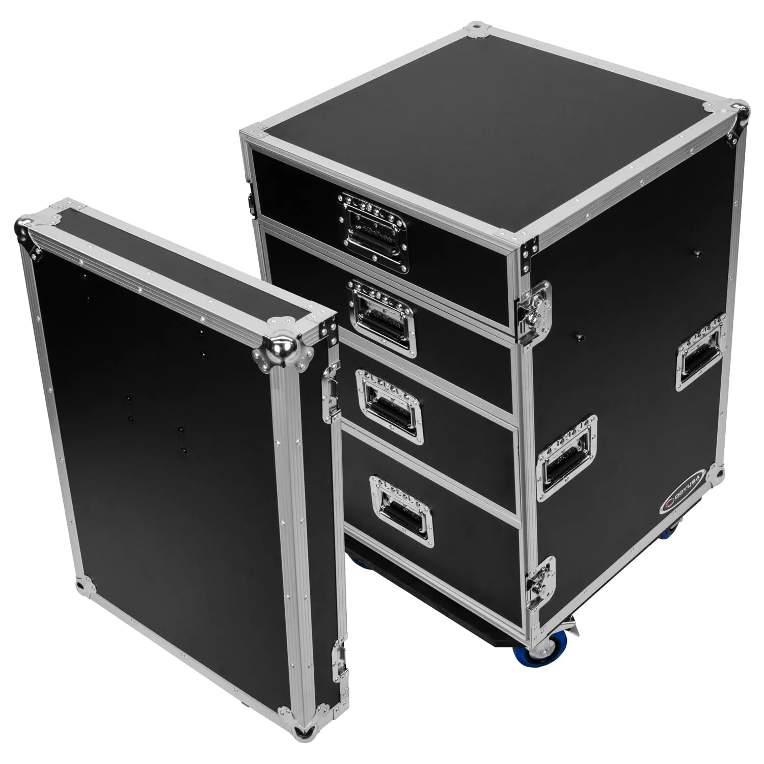 Odyssey FZWB4WDLX - Deluxe Four Drawer Workbox Tour Flight Case with Casters and Side Table