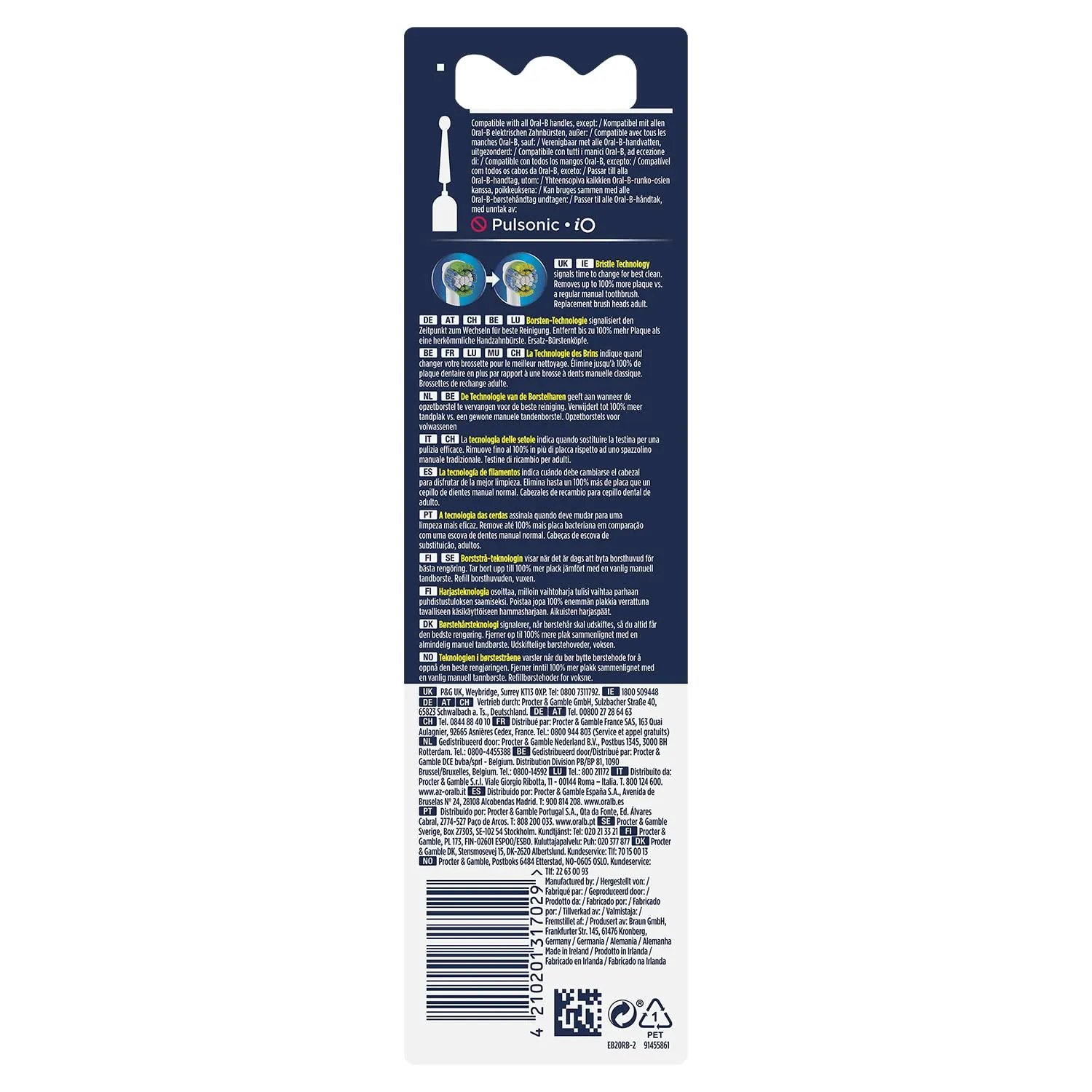 Oral B ORIGINAL Precision Clean Electric Toothbrush Soft Replacement Brush For Vitalty,Pro,Smart Series, 2 refills, Daily clean & Gum health