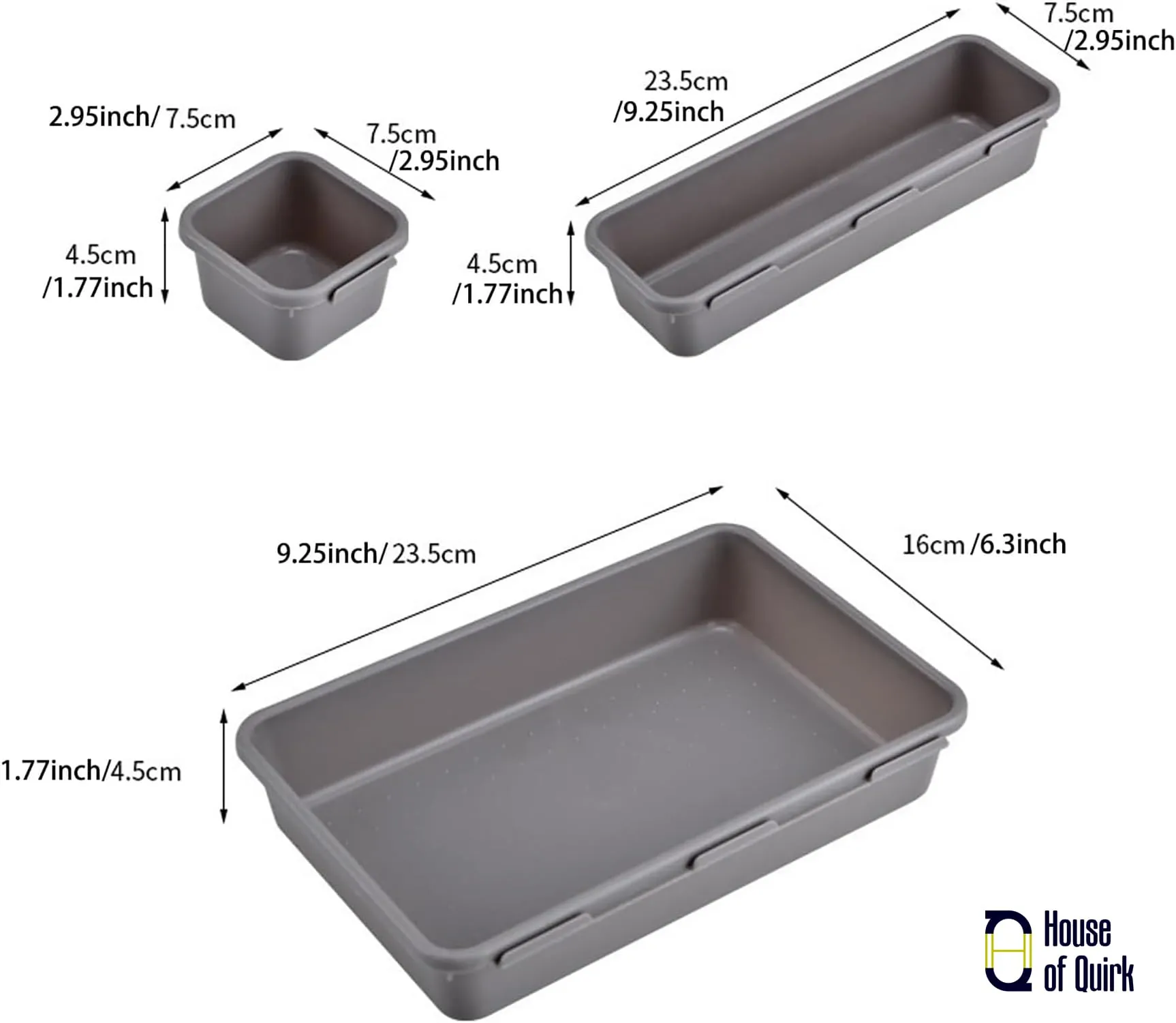Plastic Storage Box Set 3-Size 8pcs Drawer Organizer