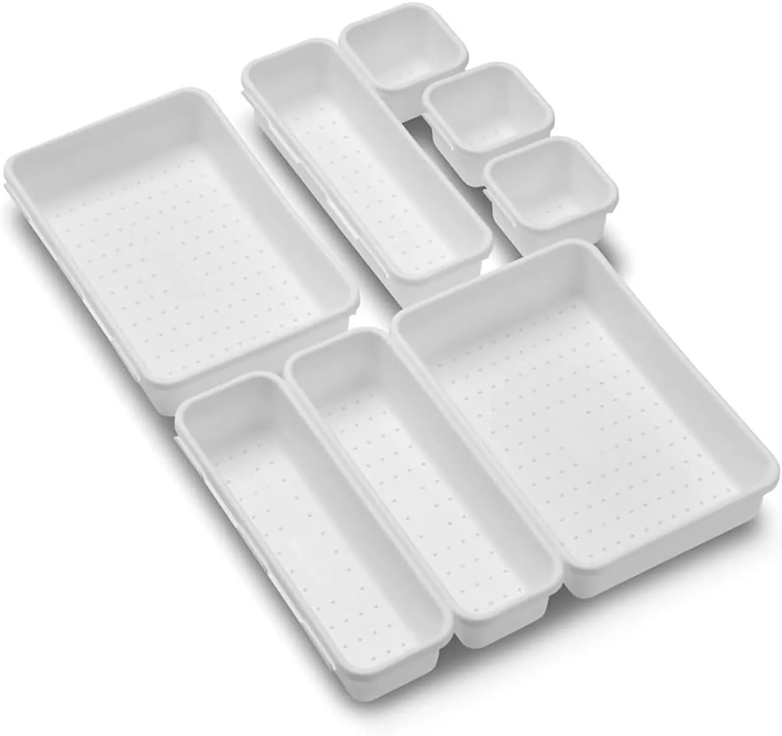 Plastic Storage Box Set 3-Size 8pcs Drawer Organizer