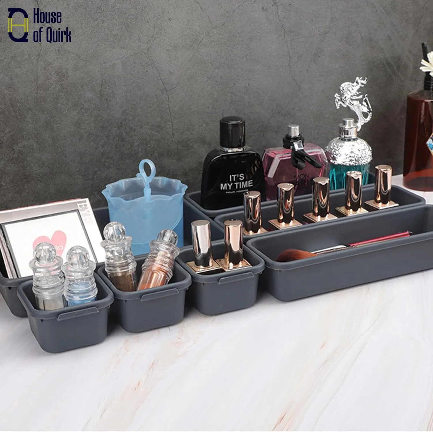 Plastic Storage Box Set 3-Size 8pcs Drawer Organizer