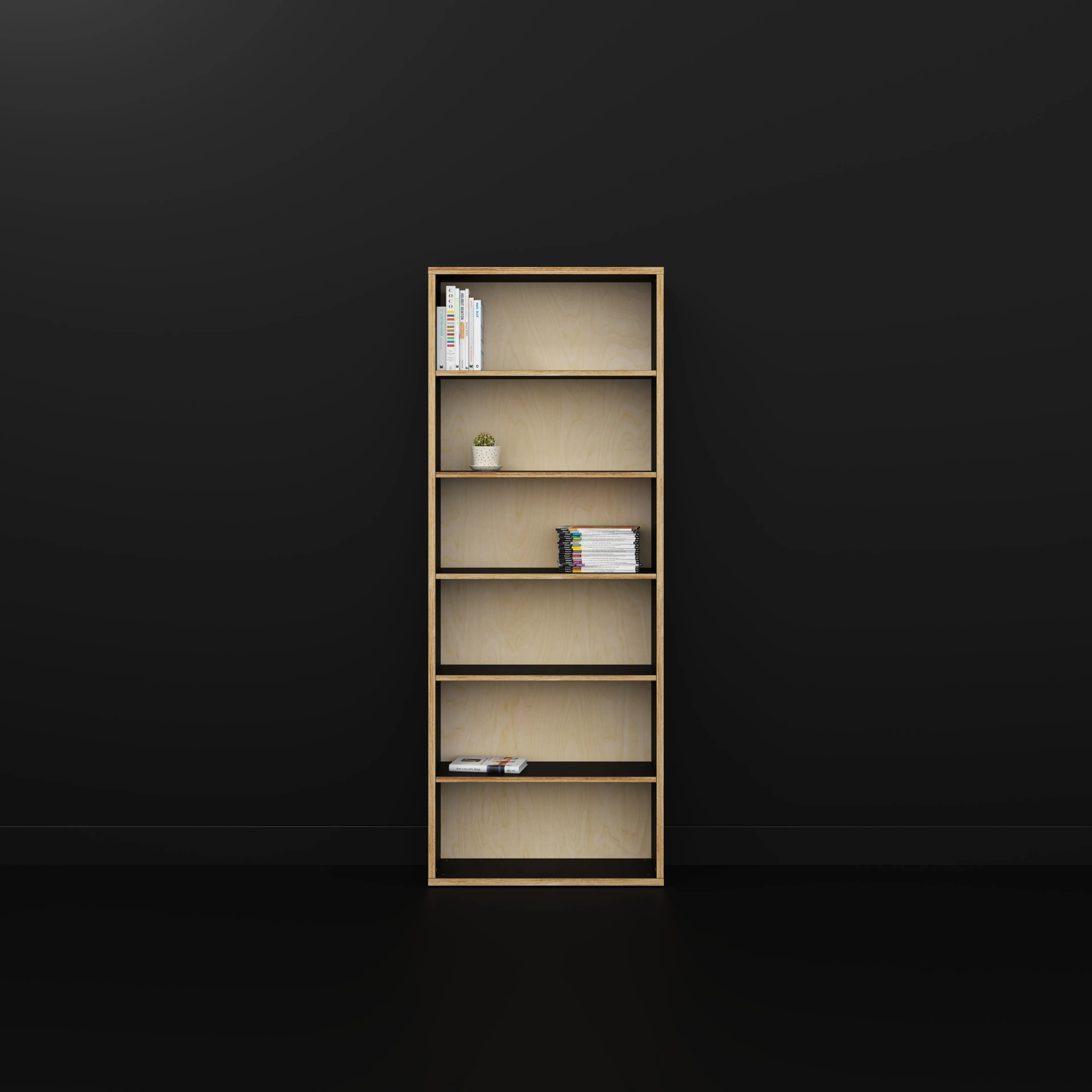 Plywood Bookshelves - Formica Diamond Black - 800(w) x 300(d) x 2100(h)