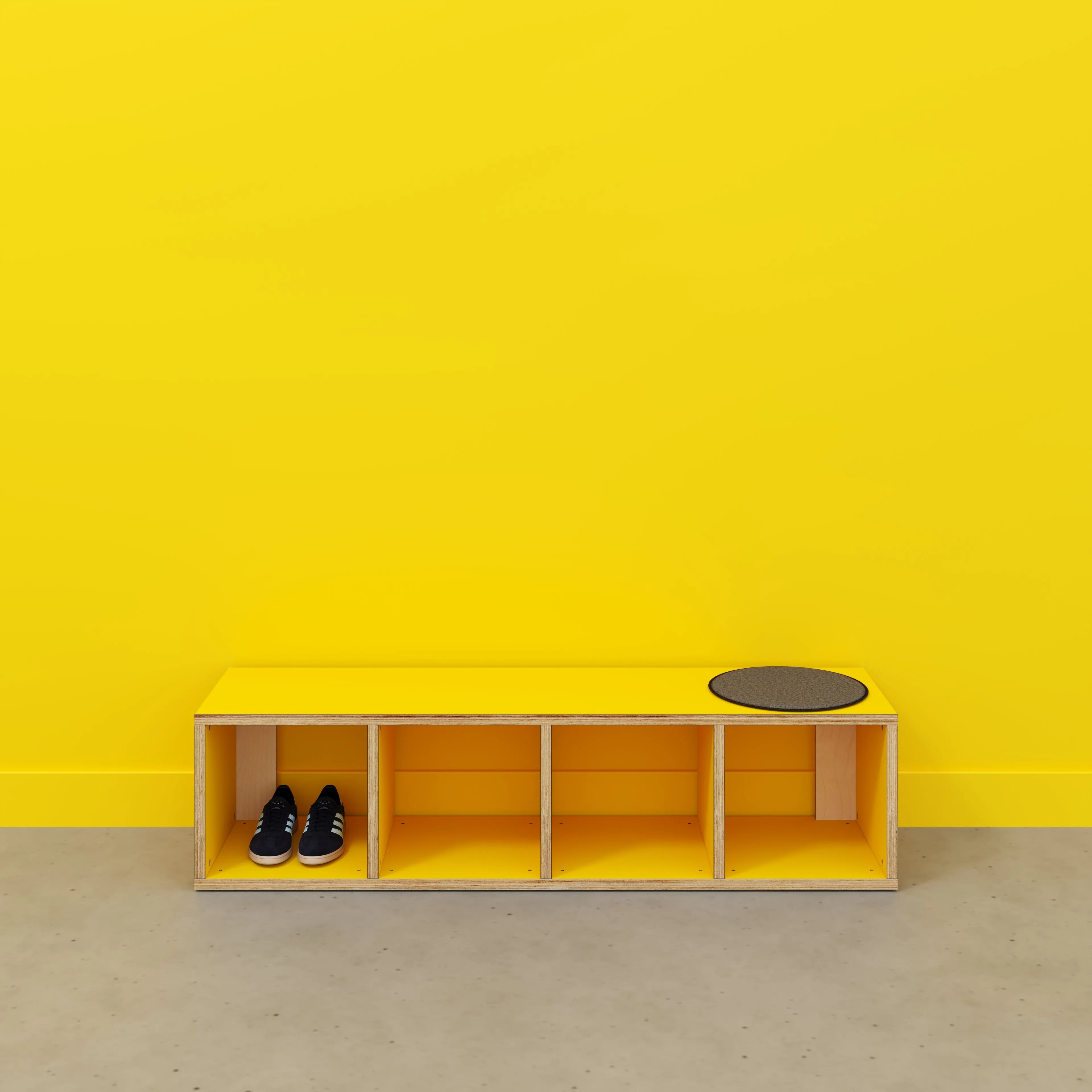 Plywood Open Shelves - Formica Chrome Yellow - 1600(w) x 400(d) x 400(h)