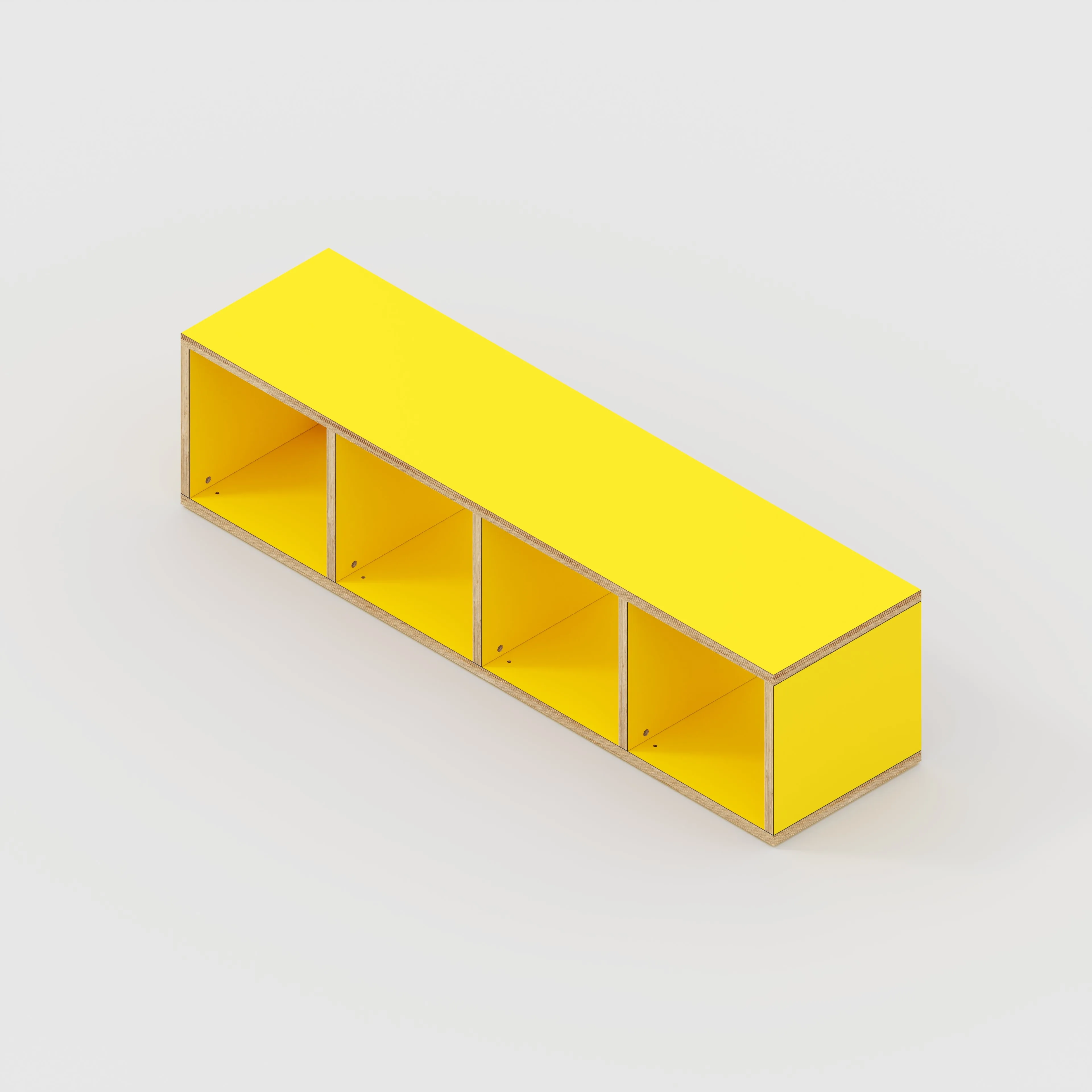 Plywood Open Shelves - Formica Chrome Yellow - 1600(w) x 400(d) x 400(h)