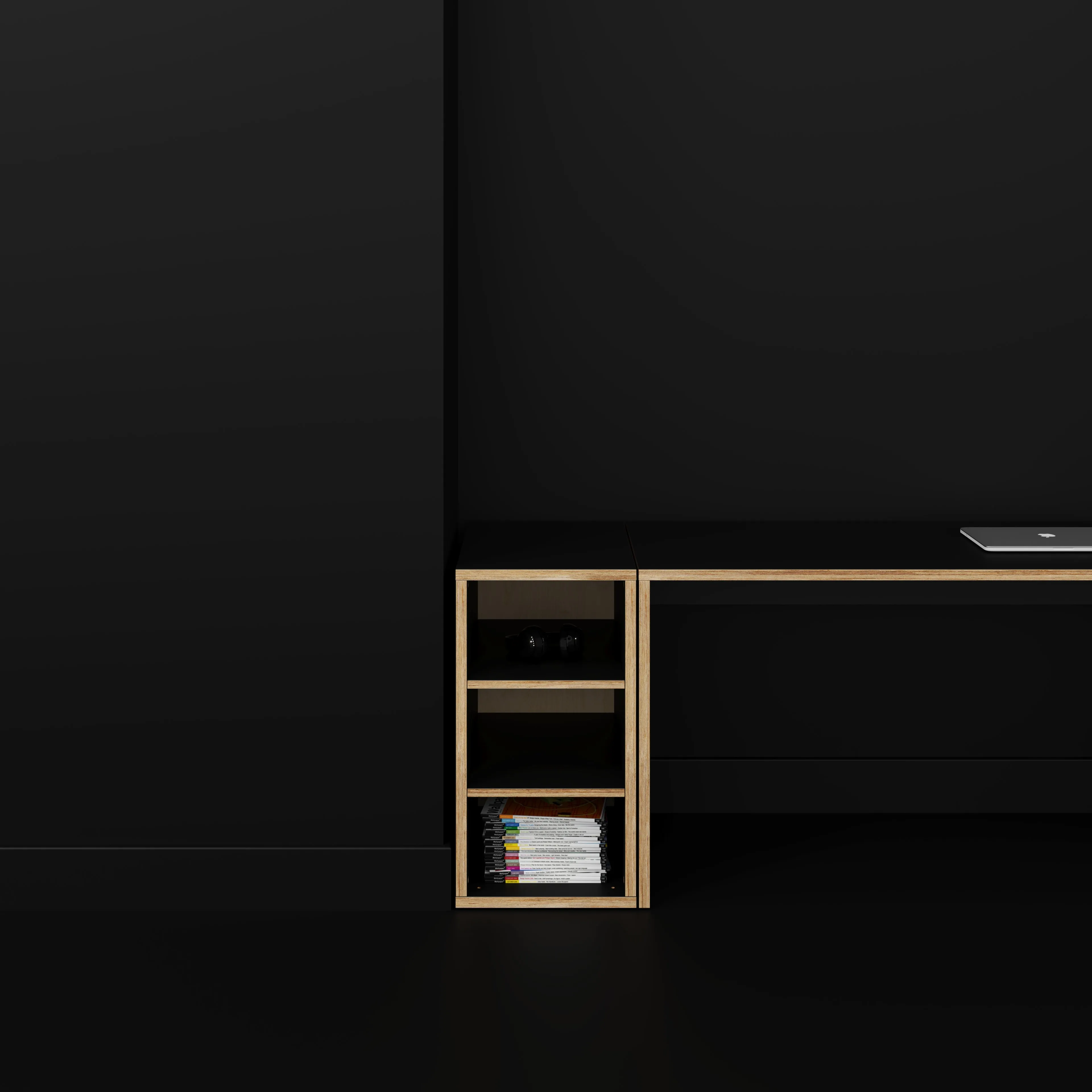 Plywood Storage with Shelves - Formica Diamond Black - 400(w) x 600(d) x 750(h)