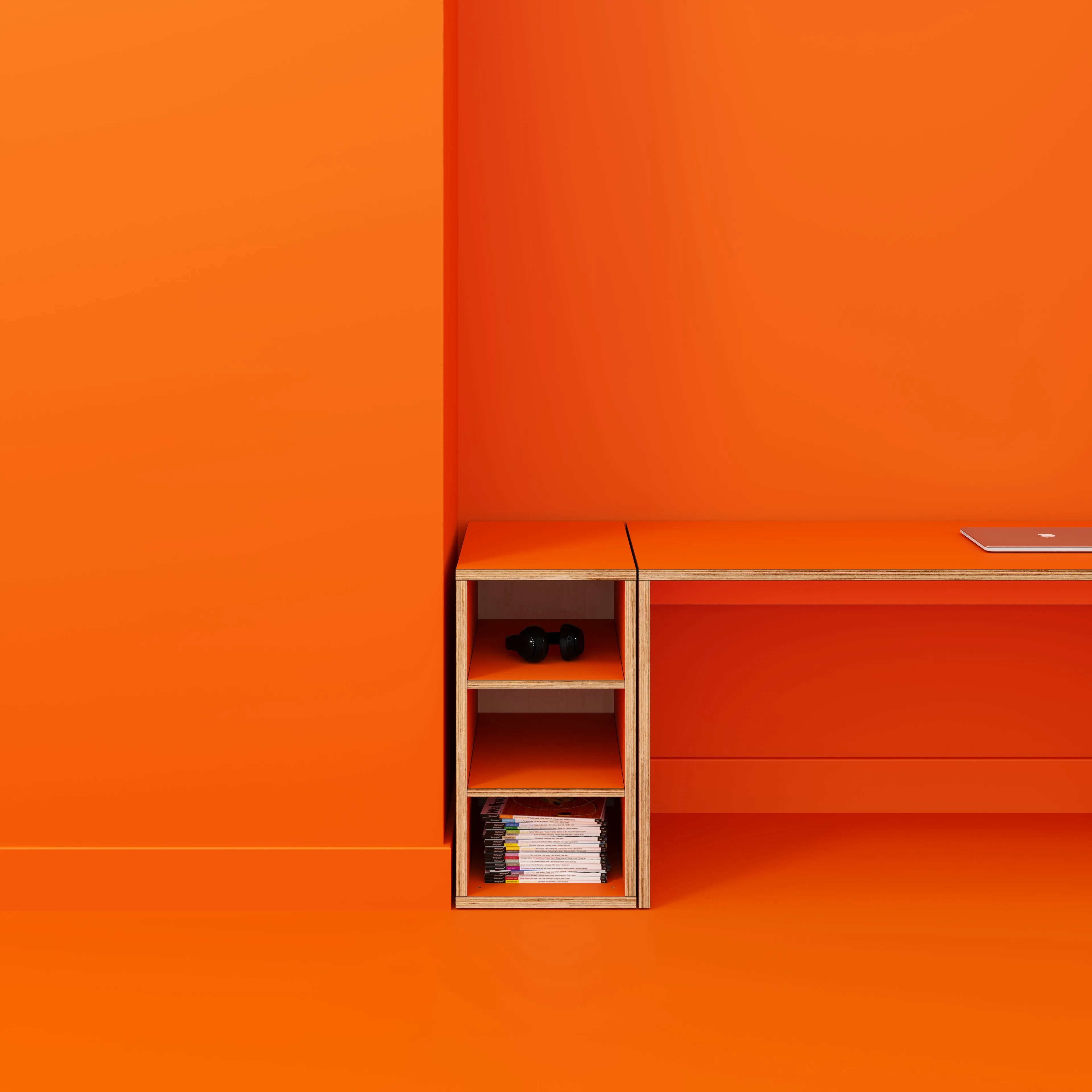 Plywood Storage with Shelves - Formica Levante Orange - 400(w) x 600(d) x 750(h)