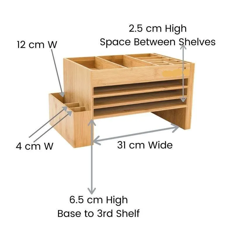 Polished Wooden Office Desk Supplies Organizer