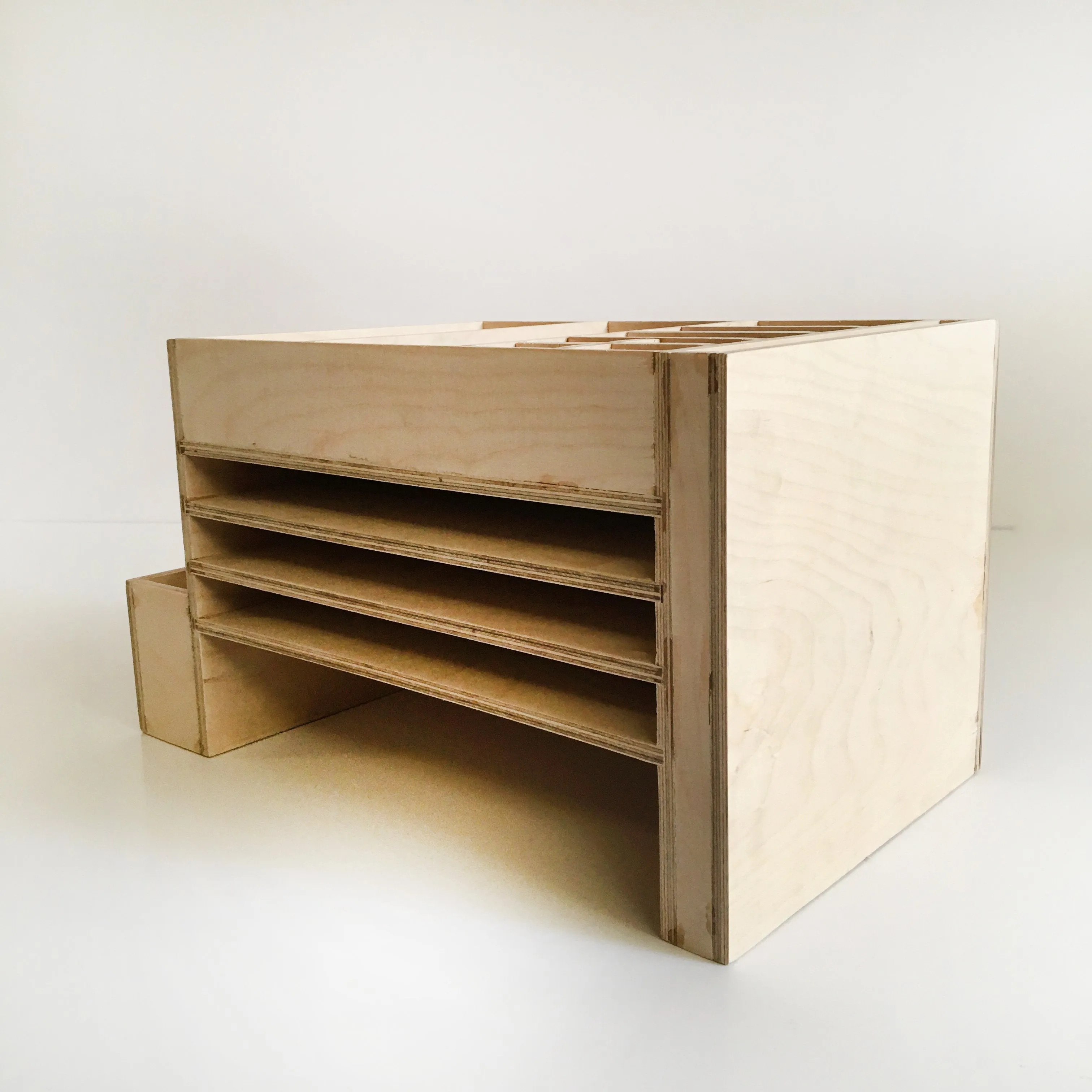 Polished Wooden Office Desk Supplies Organizer
