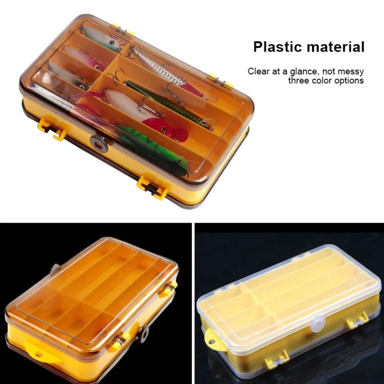 Portable Outdoor Lure Box Transparent Plastic Double-sided Storage Box, Size: 18 x 10 x 5cm(Yellow   Grey)
