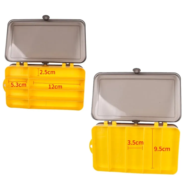 Portable Outdoor Lure Box Transparent Plastic Double-sided Storage Box, Size: 18 x 10 x 5cm(Yellow   Grey)