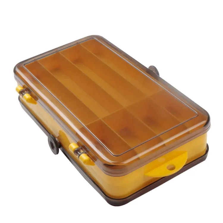 Portable Outdoor Lure Box Transparent Plastic Double-sided Storage Box, Size: 18 x 10 x 5cm(Yellow   Grey)