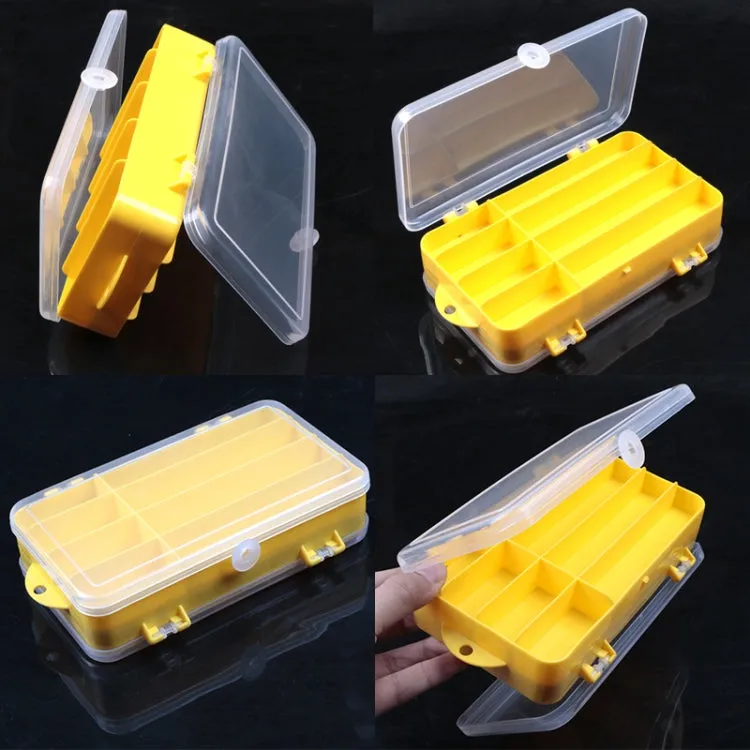 Portable Outdoor Lure Box Transparent Plastic Double-sided Storage Box, Size: 18 x 10 x 5cm(Yellow   Grey)
