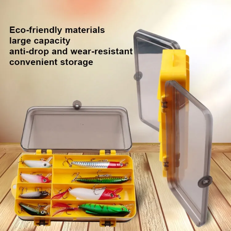 Portable Outdoor Lure Box Transparent Plastic Double-sided Storage Box, Size: 18 x 10 x 5cm(Yellow   Grey)