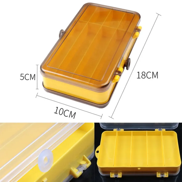 Portable Outdoor Lure Box Transparent Plastic Double-sided Storage Box, Size: 18 x 10 x 5cm(Yellow   Grey)