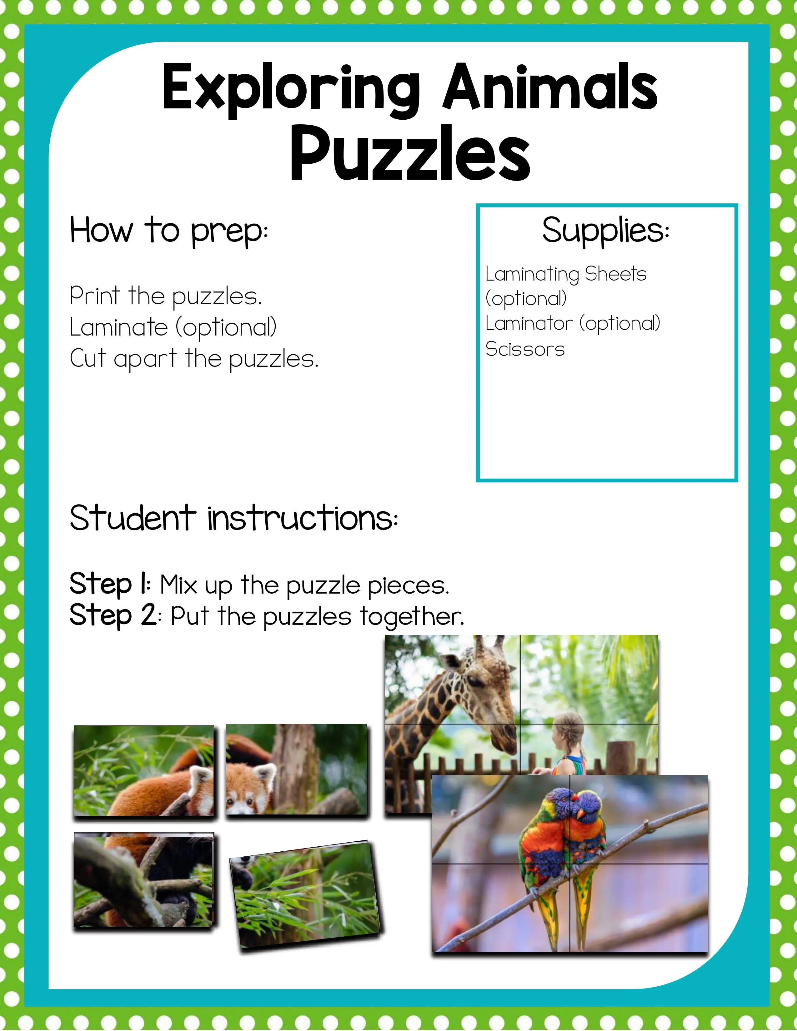 Preschool Animal Theme Activities