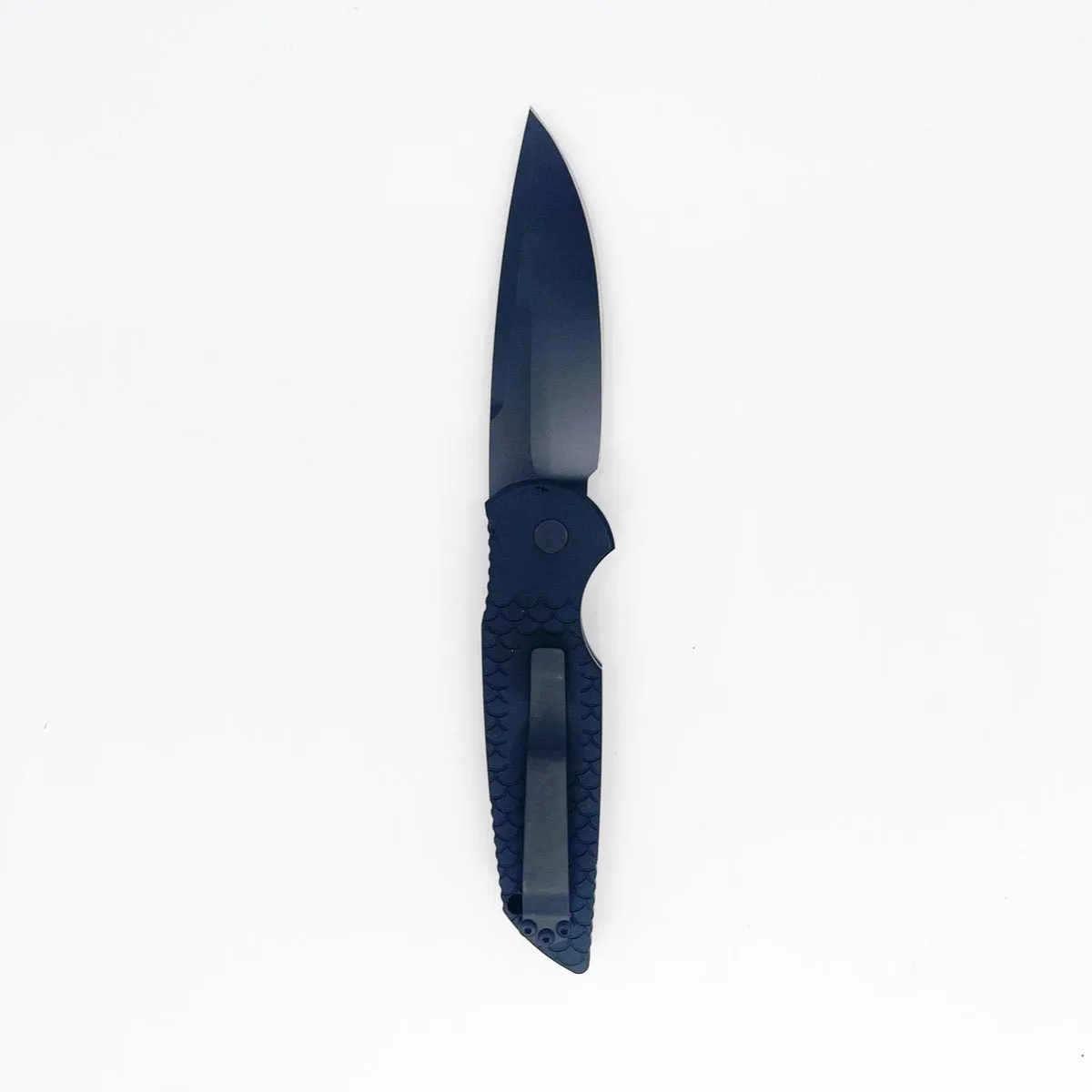 Pro-Tech TR-3 X1 Operator Tritium Push Button Sterile Folding Knife 3.5in 154CM Steel Blade Fish Scale Handles